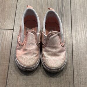 Vans Pink and White Canvas Slip-On Sneakers